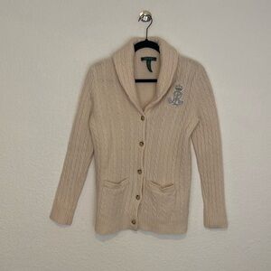 Ralph Lauren Vintage Cable Knit Wool Rabbit Hair Grandpa Cardigan